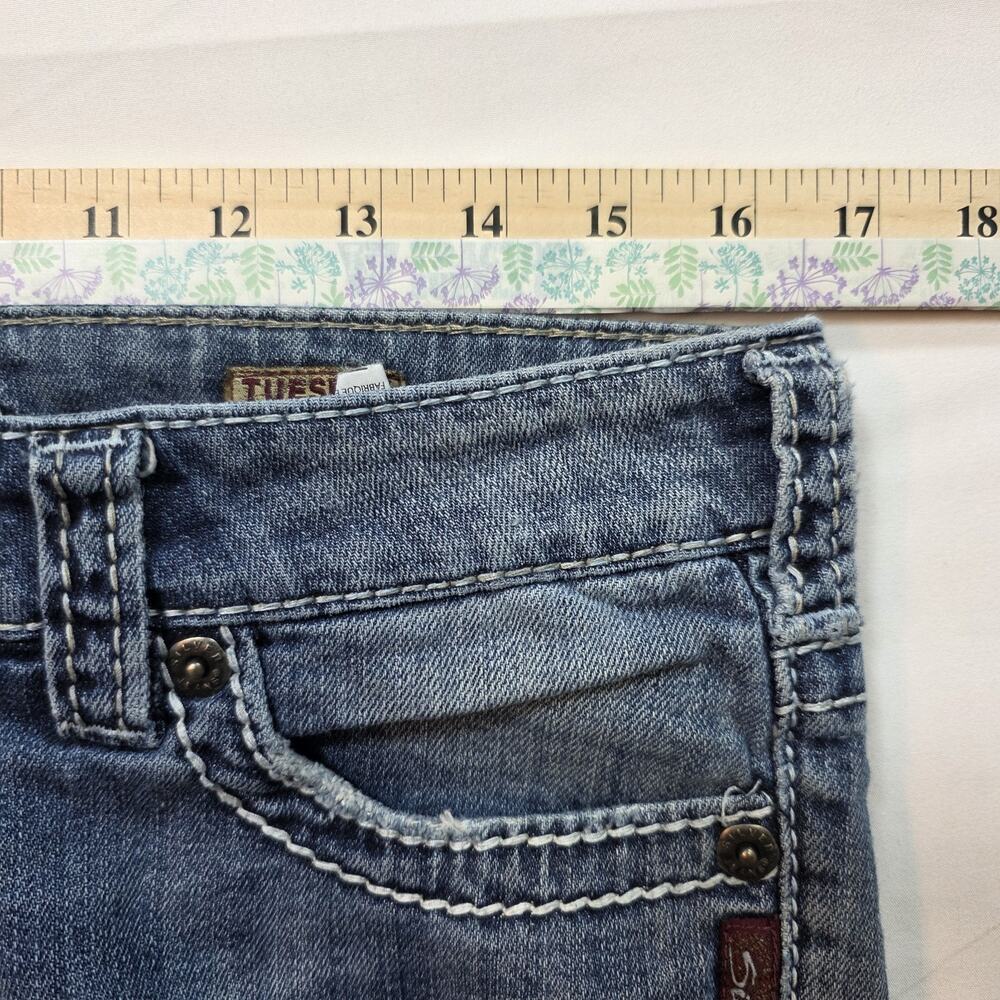 Silver Jeans Womens 29 Tuesday Capri Distressed Medium Wash Blue Denim - Picture 9 of 12